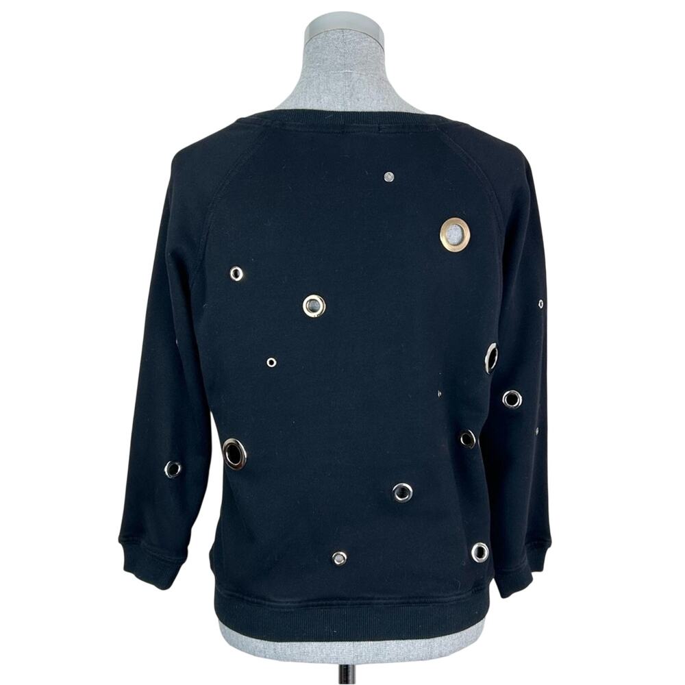 Kenzo Sweatshirt Women's Medium Black Eyelet Grommet Circular Accents Rare - Picture 5 of 8